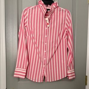 adidas Pink and White Striped Button-Up Shirt